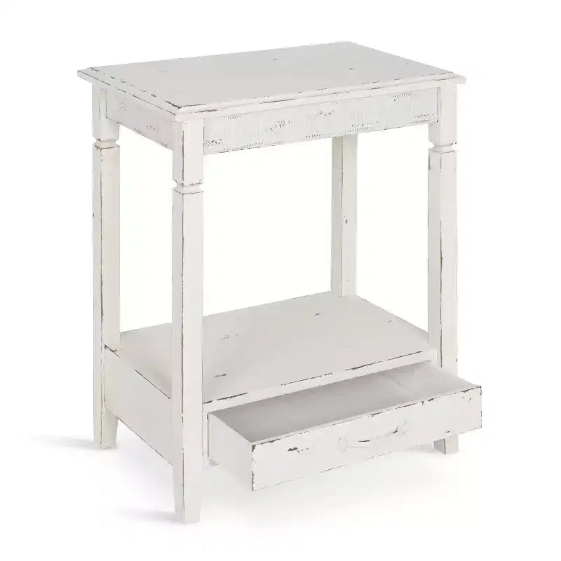 Tavolino laterale rettangolare in legno Kate and Laurel Idabelle, 13,5x22x27,75, Bianco