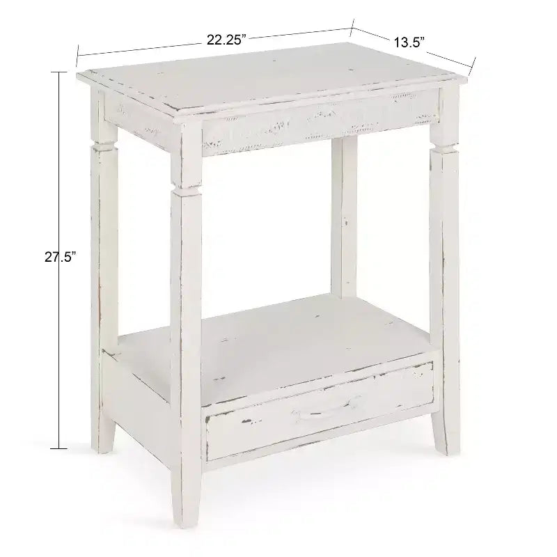 Tavolino laterale rettangolare in legno Kate and Laurel Idabelle, 13,5x22x27,75, Bianco