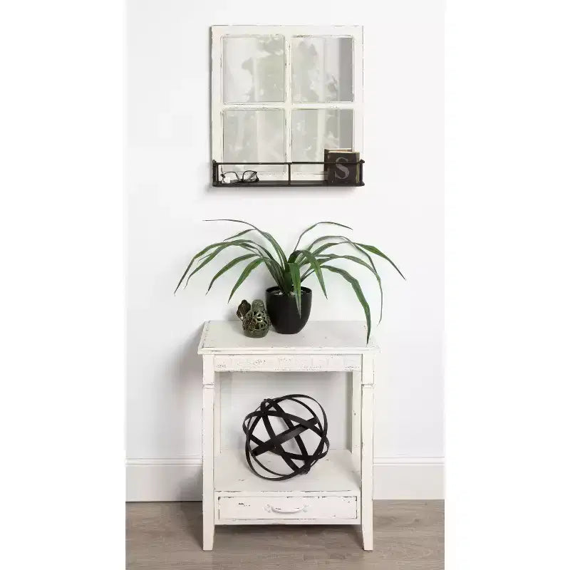 Tavolino laterale rettangolare in legno Kate and Laurel Idabelle, 13,5x22x27,75, Bianco