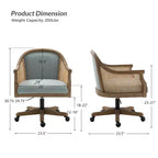 Poltrona operativa Danilo Swivel con braccioli in rattan e cuscino in misto lino naturale e schiuma | ARTFUL LIVING DESIGN