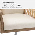 Poltrona operativa Danilo Swivel con braccioli in rattan e cuscino in misto lino naturale e schiuma | ARTFUL LIVING DESIGN