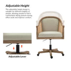 Poltrona operativa Danilo Swivel con braccioli in rattan e cuscino in misto lino naturale e schiuma | ARTFUL LIVING DESIGN