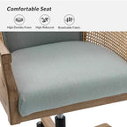 Poltrona operativa Danilo Swivel con braccioli in rattan e cuscino in misto lino naturale e schiuma | ARTFUL LIVING DESIGN