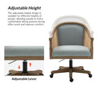 Poltrona operativa Danilo Swivel con braccioli in rattan e cuscino in misto lino naturale e schiuma | ARTFUL LIVING DESIGN
