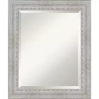 Amanti Art Rustic White Wash Beveled Wood Bathroom Wall Mirror