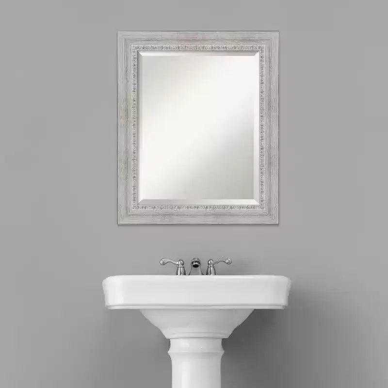 Specchio da parete per bagno Amanti Art Rustico bianco anticato in legno bisellato