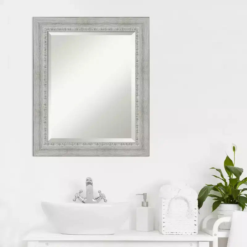 Specchio da parete per bagno Amanti Art Rustico bianco anticato in legno bisellato