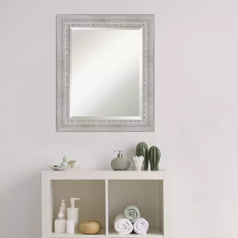 Specchio da parete per bagno Amanti Art Rustico bianco anticato in legno bisellato