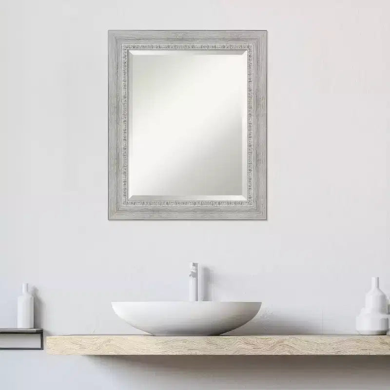 Specchio da parete per bagno Amanti Art Rustico bianco anticato in legno bisellato