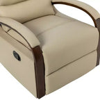 Poltrona reclinabile manuale girevole e dondolante Clemens in vera pelle con bracciolo decorativo curvo | ART OF LIVING DESIGNS