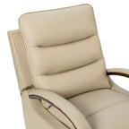 Poltrona reclinabile manuale girevole e dondolante Clemens in vera pelle con bracciolo decorativo curvo | ART OF LIVING DESIGNS