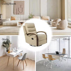 Poltrona reclinabile manuale girevole e dondolante Clemens in vera pelle con bracciolo decorativo curvo | ART OF LIVING DESIGNS