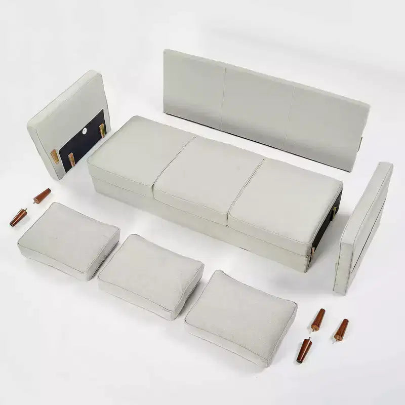 Divano/Sofà Hana moderno in tessuto di lino con tasche sui braccioli - Mellow