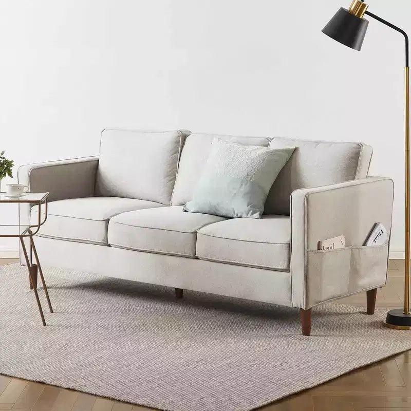 Divano/Sofà Hana moderno in tessuto di lino con tasche sui braccioli - Mellow