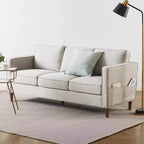 Divano/Sofà Hana moderno in tessuto di lino con tasche sui braccioli - Mellow