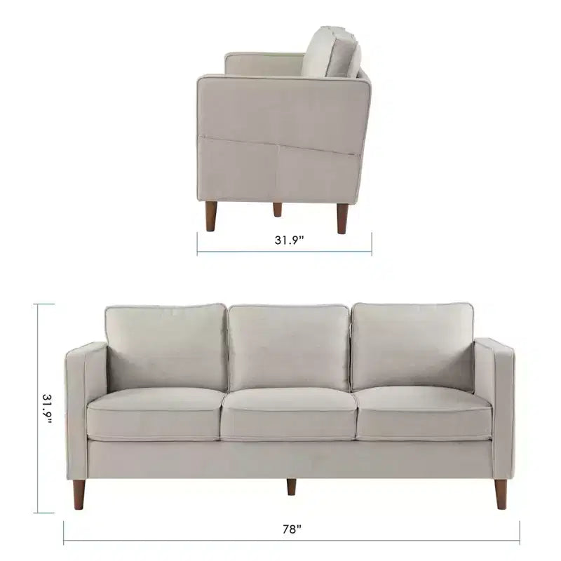 Divano/Sofà Hana moderno in tessuto di lino con tasche sui braccioli - Mellow
