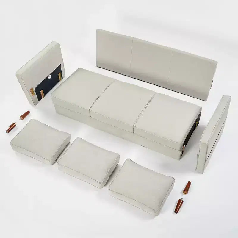 Divano/Sofà Hana moderno in tessuto di lino con tasche sui braccioli - Mellow