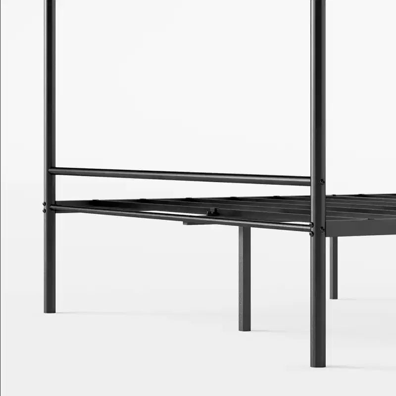 Base Letto in Metallo con Rete a Baldacchino Seguro Nera - Zinus