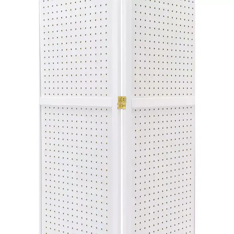 Separatore per ambienti a 4 pannelli, paravento pieghevole con inserto in pannello forato, altezza 71 pollici