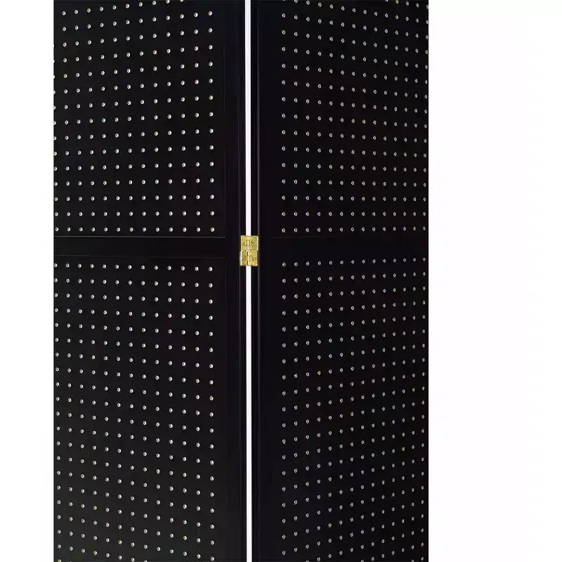 Separatore per ambienti a 4 pannelli, paravento pieghevole con inserto in pannello forato, altezza 71 pollici