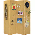 Separatore per ambienti a 4 pannelli, paravento pieghevole con inserto in pannello forato, altezza 71 pollici