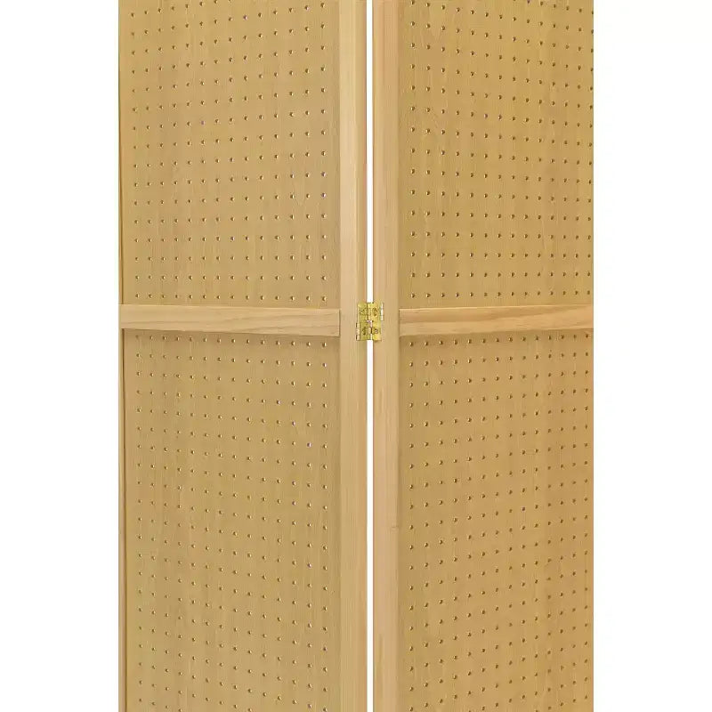 Separatore per ambienti a 4 pannelli, paravento pieghevole con inserto in pannello forato, altezza 71 pollici