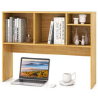Libreria organizer da scrivania Costway con 4 scomparti, ripiano da appoggio, naturale/bianco