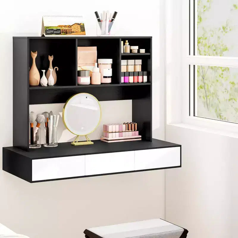 Libreria organizer da scrivania Costway con 4 scomparti, ripiano da appoggio, naturale/bianco