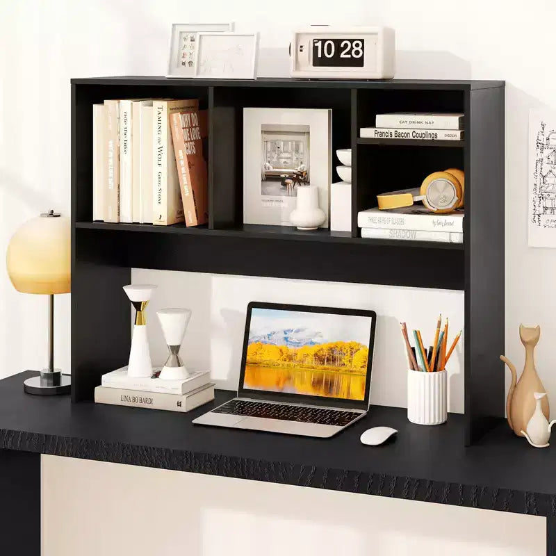 Libreria organizer da scrivania Costway con 4 scomparti, ripiano da appoggio, naturale/bianco