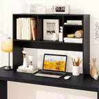 Libreria organizer da scrivania Costway con 4 scomparti, ripiano da appoggio, naturale/bianco