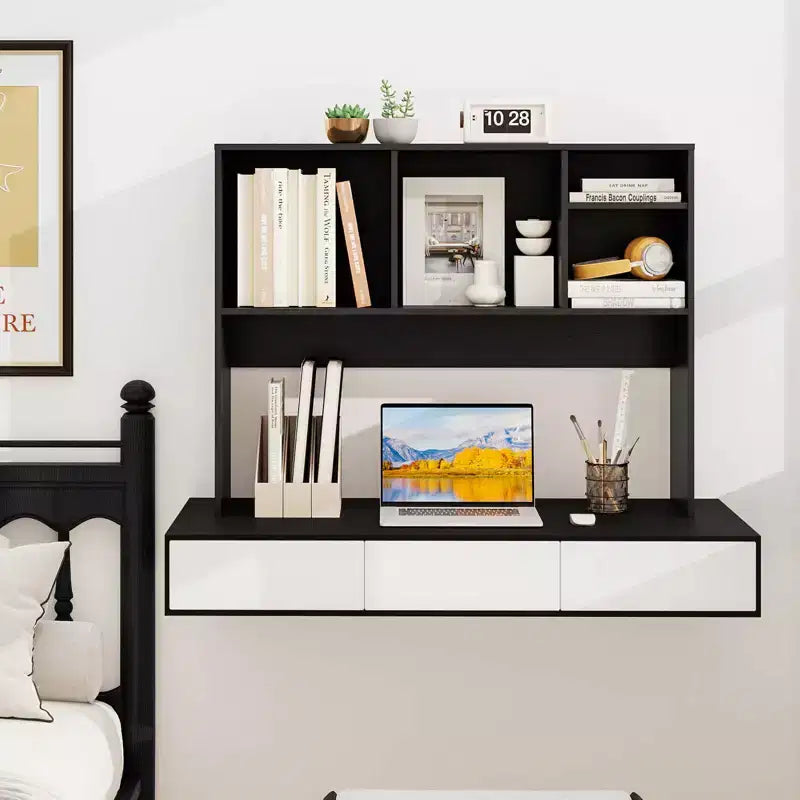 Libreria organizer da scrivania Costway con 4 scomparti, ripiano da appoggio, naturale/bianco