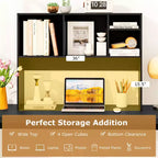Libreria organizer da scrivania Costway con 4 scomparti, ripiano da appoggio, naturale/bianco