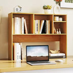 Libreria organizer da scrivania Costway con 4 scomparti, ripiano da appoggio, naturale/bianco