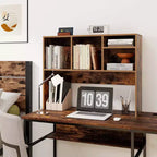 Libreria organizer da scrivania Costway con 4 scomparti, ripiano da appoggio, naturale/bianco