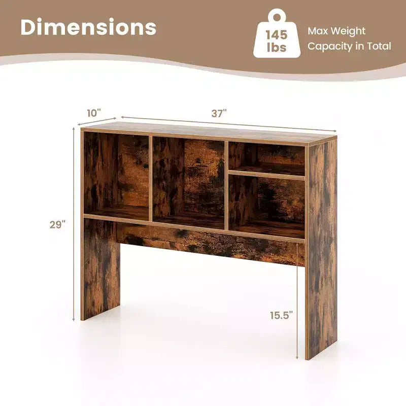 Libreria organizer da scrivania Costway con 4 scomparti, ripiano da appoggio, naturale/bianco