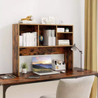 Libreria organizer da scrivania Costway con 4 scomparti, ripiano da appoggio, naturale/bianco