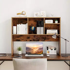 Libreria organizer da scrivania Costway con 4 scomparti, ripiano da appoggio, naturale/bianco