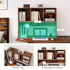 Libreria organizer da scrivania Costway con 4 scomparti, ripiano da appoggio, naturale/bianco