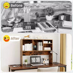 Libreria organizer da scrivania Costway con 4 scomparti, ripiano da appoggio, naturale/bianco