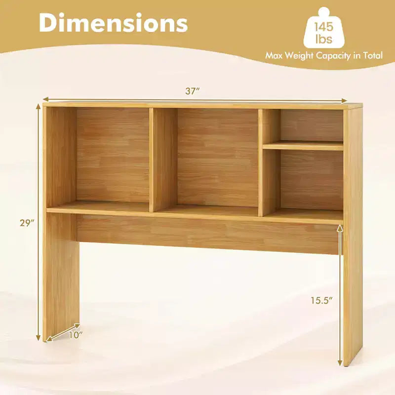 Libreria organizer da scrivania Costway con 4 scomparti, ripiano da appoggio, naturale/bianco