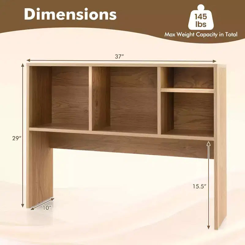 Libreria organizer da scrivania Costway con 4 scomparti, ripiano da appoggio, naturale/bianco