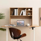 Libreria organizer da scrivania Costway con 4 scomparti, ripiano da appoggio, naturale/bianco