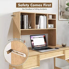 Libreria organizer da scrivania Costway con 4 scomparti, ripiano da appoggio, naturale/bianco