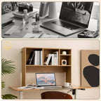 Libreria organizer da scrivania Costway con 4 scomparti, ripiano da appoggio, naturale/bianco
