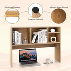 Libreria organizer da scrivania Costway con 4 scomparti, ripiano da appoggio, naturale/bianco