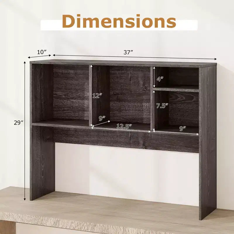Libreria organizer da scrivania Costway con 4 scomparti, ripiano da appoggio, naturale/bianco