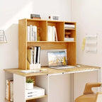 Libreria organizer da scrivania Costway con 4 scomparti, ripiano da appoggio, naturale/bianco