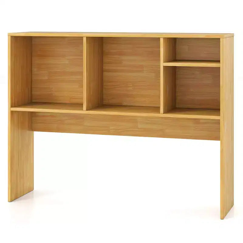 Costway Computer Desktop Bookcase Countertop Storage Bookshelf Organizer with 4 Cubbies Natural/White