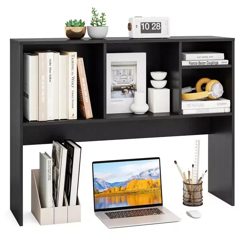 Libreria organizer da scrivania Costway con 4 scomparti, ripiano da appoggio, naturale/bianco