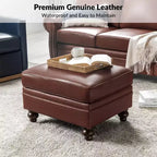 Pouf da salotto contemporaneo Benito 26,5" in vera pelle | ART OF LIVING DESIGNS